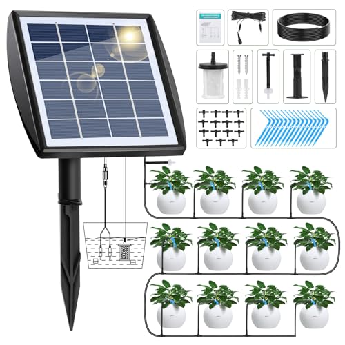 Forever Speed Solar Bewässerungssystem Automatisches Set mit Wassersensor, Selbstbewässerungsgeräte mit Timer, 15 M Schlauch für Garten, Balkon Pflanzen, Kübelpflanzen im Freien von Forever Speed