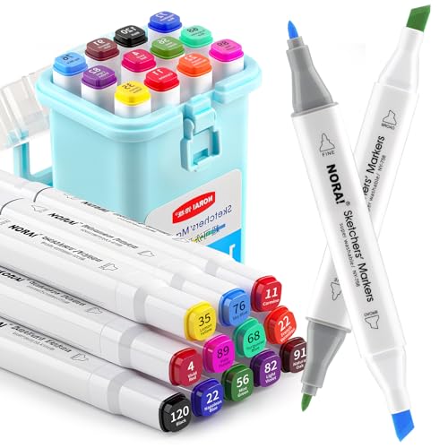 Forever Speed alkohol marker Marker Stifte Set Textilmarker, Nachfüllung Textil Airbrush oder als normaler Textilstift zu verwenden, 12 Farben twin marker mit Meißel- & Feinspitzen, für zum von Forever Speed