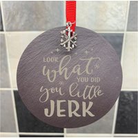 Home Alone Zitat Look What You Did Little Jerk Weihnachtsbaumschmuck Dekorationen Naturschiefer von ForeverEtchedGifts
