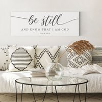 Sei Still Und Weiß, Dass Ich Gott Bin, Schrift Leinwand Wandkunst, Kunst, | Bibel-Vers Gerahmtes Christliches Wand-Kunst-Zeichen Bauernhaus, Psalm von ForeverWrittenStudio