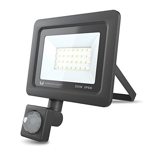 Forever Light Flutlicht LED PROXIM ll IP66 Wasserdicht Strahler Fluter 30W Ersetzt 150W Kaltweiß (6000K) 2400LM Mit Bewegungsmelder Spotlight Außenstrahler Wandstrahler von Foreverlight