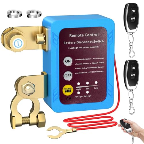 Drahtloser Ferngesteuerter Auto Trennschalter, 12 V 240 A Batterie Trennschalter, Batterie Kill Switch Anti-Diebstahl mit 2 Fernbedienungen Fürcoches,Barcos, Autocaravanas y Motocicletas von Foreverup