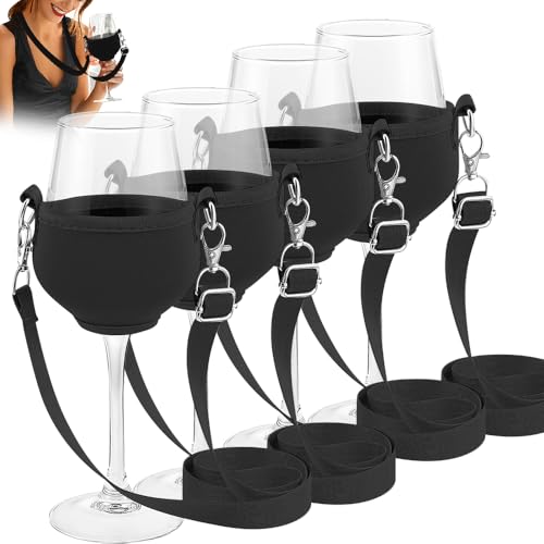 Foreverup 4 Stück Weinglashalter zum Umhängen, Tragbare Weinglas-Halshalter, Festival Wine Glass Holder, Halterung zum Umhängen für Weinliebhaber Hochzeit (4) von Foreverup