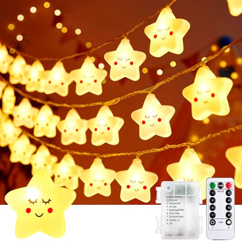 Lichterkette Stern Kinderzimmer, Lichterkette innen 8 modi mit Timer, 6m 20er LED Lichterkette Kinder Batteriebetrieben Nachtlicht für Zimmer Deko Geburtstag Party Weihnachts, Warmweiß Sterne Lichterkette Stern Kinderzimmer, Lichterkette innen 8 modi mit Timer, 6m 20er LED Lichterkette Kinder Batteriebetrieben Nachtlicht für Zimmer Deko Geburtstag Party Weihnachts, Warmweiß Sterne von Foreverup
