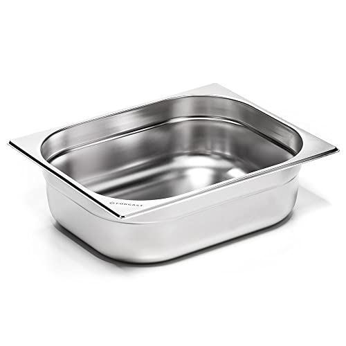 Forgast Edelstahl Behälter | GN 1/2 | 32,5x26,5x10 cm | Rostfreier Gastronormbehälter | für Chafing Dish, Bain Marie, Saladette | Spülmaschinengeeignet von Forgast