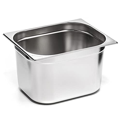 Forgast Edelstahl Behälter | GN 1/2 | 32,5x26,5x20 cm | Rostfreier Gastronormbehälter | für Chafing Dish, Bain Marie, Saladette | Spülmaschinengeeignet von Forgast