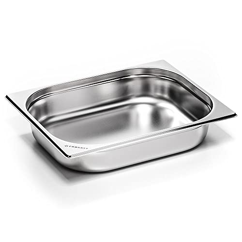Forgast Edelstahl Behälter | GN 1/2 | 32.5x26.5x6.5 cm | Rostfreier Gastronormbehälter | für Chafing Dish, Bain Marie, Saladette | Spülmaschinengeeignet von Forgast