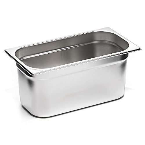Forgast Edelstahl Behälter | GN 1/3 | 32.5x17.6x20 cm | Rostfreier Gastronormbehälter | für Chafing Dish, Bain Marie, Saladette | Spülmaschinengeeignet, FG04320 von Forgast