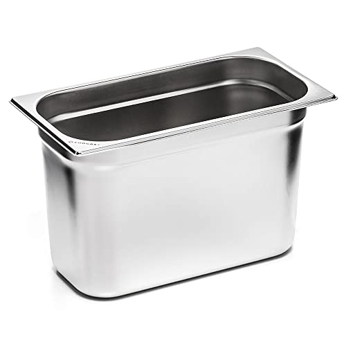 Forgast Edelstahl Behälter | GN 1/4 | 26.5x16.2x20 cm | Rostfreier Gastronormbehälter | für Chafing Dish, Bain Marie, Saladette | Spülmaschinengeeignet von Forgast
