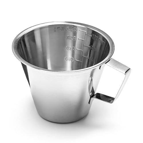 Forgast Edelstahl Krug mit Messbecher | 0,25L Liter | Metallkrug | Milchkanne | für Milch, Wasser, Limonade, Cocktails und Saft von Forgast