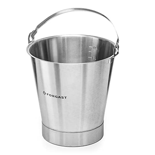 Forgast Eimer aus Edelstahl mit Ring | 10L Liter | Kücheneimer | Milcheimer | Edelstahleimer | Futtereimer | Sektkühler von Forgast