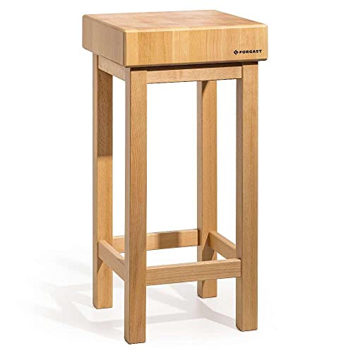Forgast Fleischerblock Hackblock mit Sockel | 40x40x10cm | Professioneller | aus Buchenholz | für Metzger, Gastronomie von Forgast