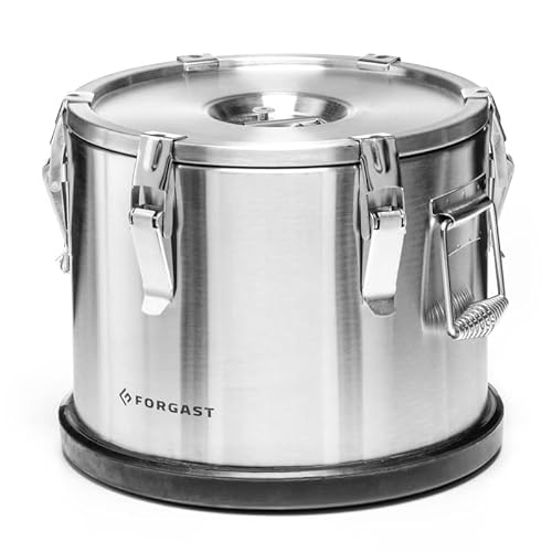 Forgast Gastronomie Thermobehälter Edelstahl | 15L Liter | Essen Thermobox mit Druckausgleichsventil | Thermotransportbehälter | Warmhaltebehälter für Speisen Thermoport von Forgast