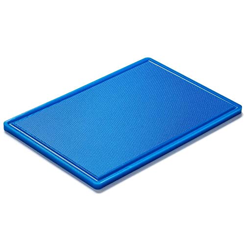 Forgast HACCP Schneidebrett Kunststoff mit Saftrillen 60x40cm Blau Professionelles Küchenbrett Cutting Board Frühstücksbrettchen Brotbretter, FG12614 von Forgast