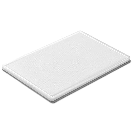 Forgast HACCP Schneidebrett Kunststoff mit Saftrillen | 60x40x1,8cm | Weiß | Professionelles Küchenbrett | Cutting Board | Frühstücksbrettchen | Brotbretter von Forgast