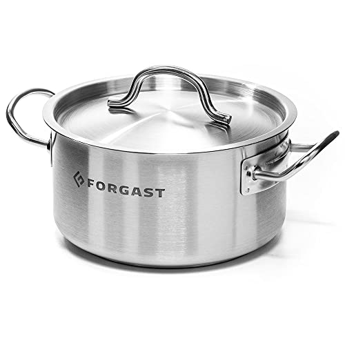 Forgast Hoch Edelstahl Kochtopf | 4L Liter | Deckel | Topf | Induktion, Gasherd, Elektro | Spülmaschinengeeignet | Induktionsgeeignet | Edelstahlkochtopf von Forgast