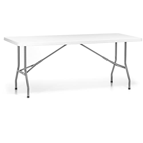 Forgast Klappbarer Catering-Tisch | 153,5x70x74 cm | Weiß | Partytisch | Buffettisch | Campingtisch | Gartentisch | Falttisch | Biertisch von Forgast