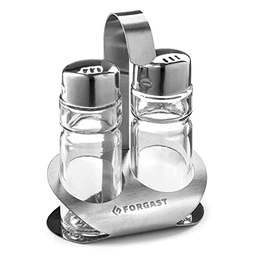 Forgast Menage Set | 2-teilig für Pfeffer, Salz | aus Edelstahl und transparentem Glas | spülmaschinengeeignet | Drehverschluss | Gewürzgläserset | Salzstreuer, Pfefferstreuer, Ölspender Forgast Menage Set | 2-teilig für Pfeffer, Salz | aus Edelstahl und transparentem Glas | spülmaschinengeeignet | Drehverschluss | Gewürzgläserset | Salzstreuer, Pfefferstreuer, Ölspender von Forgast