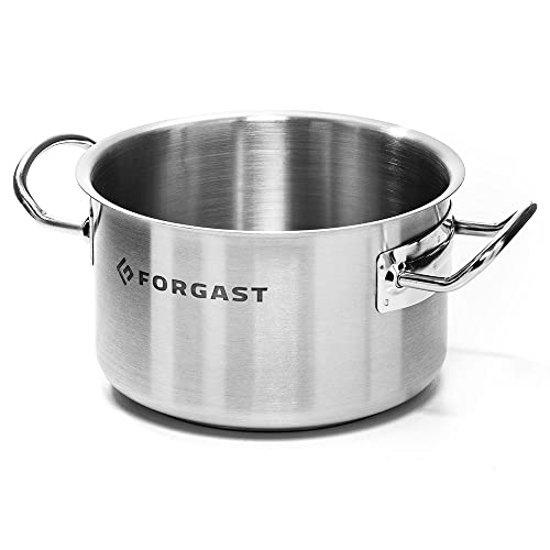 Forgast Niedrig Edelstahl Kochtopf | 8L Liter | ⌀28cm | Topf | Induktion, Gasherd, Elektro | Spülmaschinengeeignet | Induktionsgeeignet | Edelstahlkochtopf von Forgast