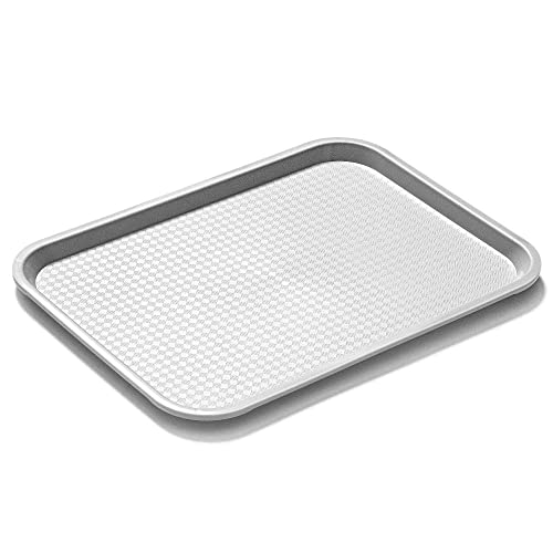 Forgast Rechteckig Fast Food-Tablett | 35x25cm | Grau | Bruchsicheres Serviertablett | Kunststofftablett | Servierplatten für Restaurant, Couchtisch, Küche, Esszimmer Café, Fast Food von Forgast