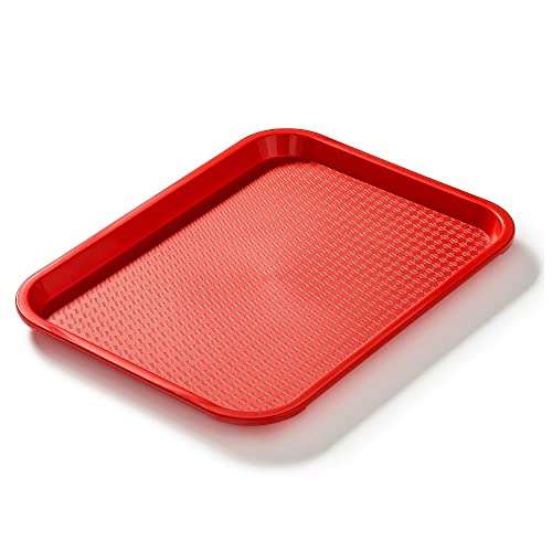 Forgast Rechteckig Fast Food-Tablett 35x25cm Rot Bruchsicheres Serviertablett Kunststofftablett Servierplatten für Restaurant, Couchtisch, Küche, Esszimmer Café, Fast Food, FG12501 von Forgast