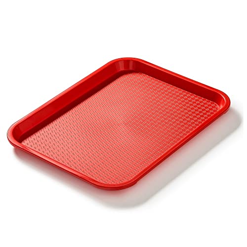 Forgast Rechteckig Fast Food-Tablett | 35x25cm | Rot| Bruchsicheres Serviertablett | Kunststofftablett | Servierplatten für Restaurant, Couchtisch, Küche, Esszimmer Café, Fast Food von Forgast