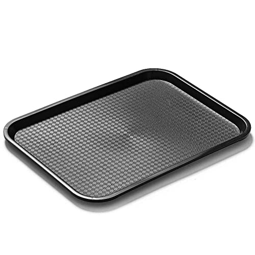 Forgast Rechteckig Fast Food-Tablett | 40x30cm | Schwarz | Bruchsicheres Serviertablett | Kunststofftablett | Servierplatten für Restaurant, Couchtisch, Küche, Esszimmer Café, Fast Food von Forgast