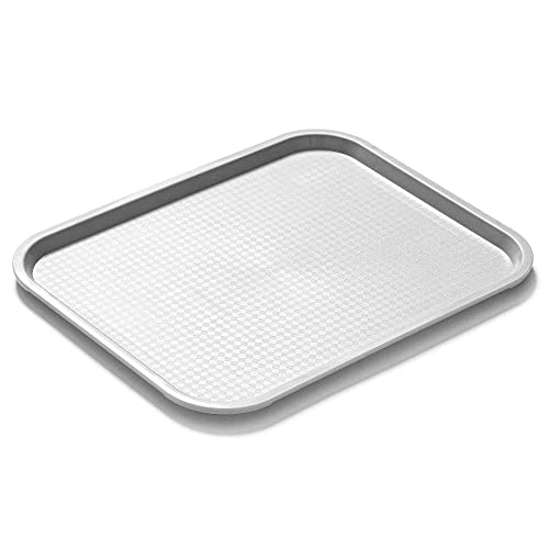 Forgast Rechteckig Fast Food-Tablett | 45x35cm | Grau | Bruchsicheres Serviertablett | Kunststofftablett | Servierplatten für Restaurant, Couchtisch, Küche, Esszimmer Café, Fast Food, FG12535 von Forgast