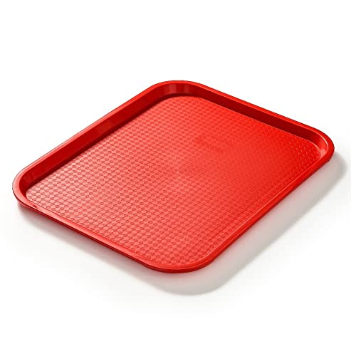 Forgast Rechteckig Fast Food-Tablett | 45x35cm | Rot | Bruchsicheres Serviertablett | Kunststofftablett | Servierplatten für Restaurant, Couchtisch, Küche, Esszimmer Café, Fast Food, FG12531 von Forgast