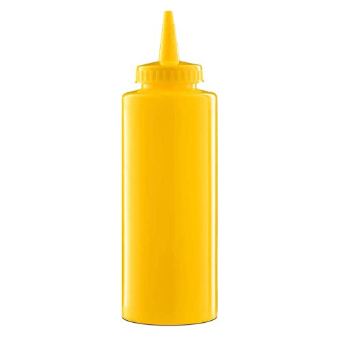 Forgast Saucenspender | 0,35l | Gelb | Kunststoff-Quetschflasche | Profi-Quetschflasche | Für Saucen, Ketchup, BBQ-Senf | Nachfüllflasche | Spenderflasche | Flasche zum Garnieren von Speisen von Forgast