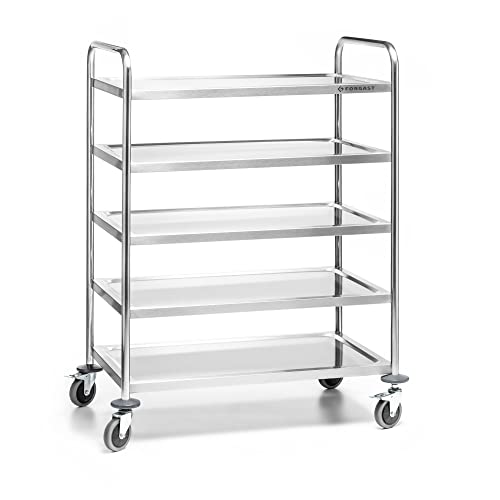 Forgast Servierwagen | Küchenwagen | 5 Etagen | bis 250 kg | Tablettabstand 27 cm | Edelstahl von Forgast