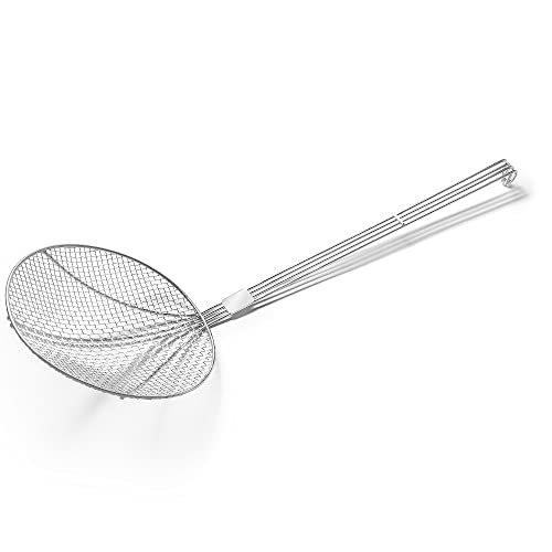 Forgast Sieblöffel | 24cm | Abseihlöffel Sieb | Schaumlöffel | Schöpfkelle Mesh Küchensieb mit Langem Griff | zum Kochen und Frittieren von Forgast