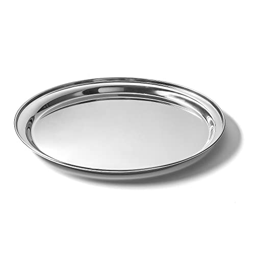 Forgast Teller aus rostfreiem | 36cm | Tablett Großes rundes | Serviertablett aus Edelstahl | Küchenarbeitsplatte | Dekoration Aufbewahrung | Teller von Forgast