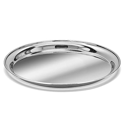 Forgast Teller aus rostfreiem | 41cm | Tablett Großes rundes | Serviertablett aus Edelstahl | Küchenarbeitsplatte | Dekoration Aufbewahrung | Teller von Forgast