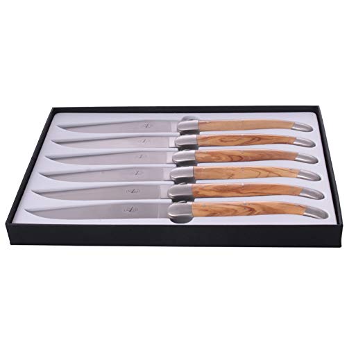 Forge de Laguiole 6er Set Steakmesser, Olivenholz, rostfrei von Forge De Laguiole