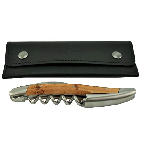 Forge de Laguiole Geschenkset Kellnermesser Sommelierbesteck - Griff Wacholder - Edelstahl matt inox+schwarzes Lederetui Forge de Laguiole Geschenkset Kellnermesser Sommelierbesteck - Griff Wacholder - Edelstahl matt inox+schwarzes Lederetui von Palatina Werkstatt