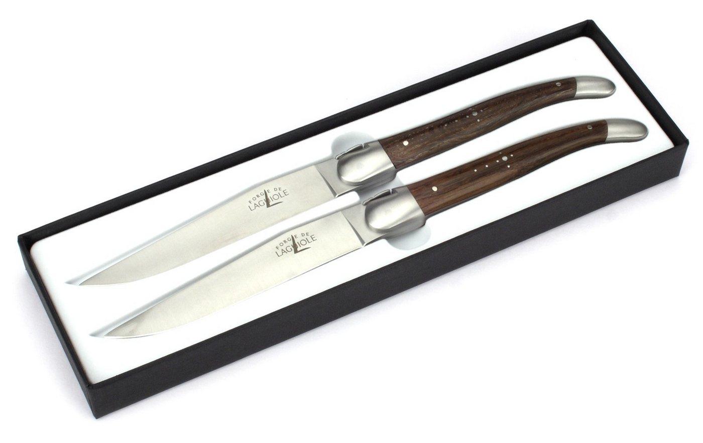 Forge de Laguiole Steakmesser T2 2M IN CHFC SAT 2er Set - Griff fossile Mooreiche - Stahl satiniert - Aufbewahrungsbox Forge de Laguiole Steakmesser T2 2M IN CHFC SAT 2er Set - Griff fossile Mooreiche - Stahl satiniert - Aufbewahrungsbox von Forge de Laguiole