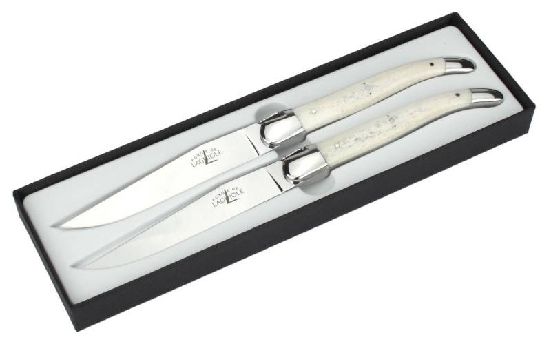 Forge de Laguiole Steakmesser T2 2M IN OS BRI 2er Set - Griff Rinderknochen - Stahl glänzend - Aufbewahrungsbox Forge de Laguiole Steakmesser T2 2M IN OS BRI 2er Set - Griff Rinderknochen - Stahl glänzend - Aufbewahrungsbox von Forge de Laguiole