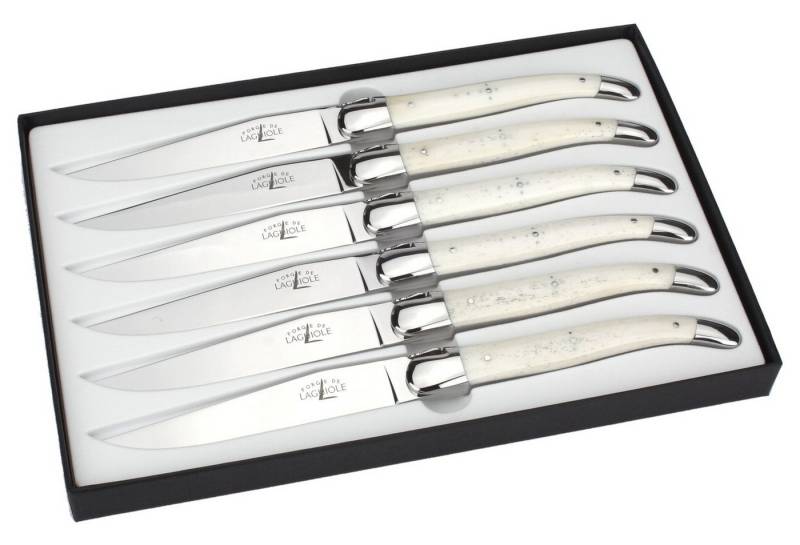 Forge de Laguiole Steakmesser T6 2M IN OS BRI 6er Set - Griff Rinderknochen - Stahl glänzend - Aufbewahrungsbox Forge de Laguiole Steakmesser T6 2M IN OS BRI 6er Set - Griff Rinderknochen - Stahl glänzend - Aufbewahrungsbox von Forge de Laguiole