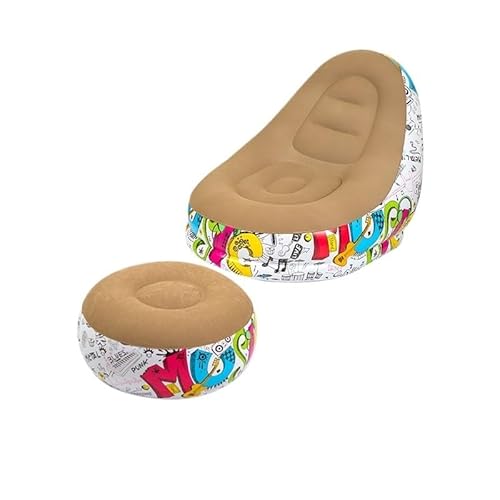 Aufblasbarer Outdoor-Sofa-Stuhl – Tragbares Camping-Sofa für Zuhause und Freizeit, verdicktes Design für ultimativen Komfort (Kaffeegraffiti) von ForgeAgo