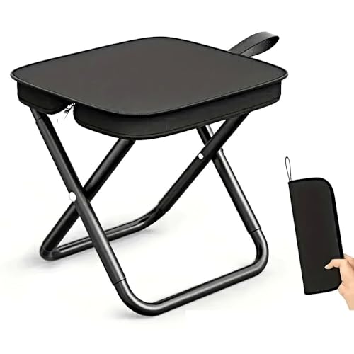 Tragbarer Klapphocker für Erwachsene – leichter und kompakter Campingstuhl zum Angeln, Wandern, Gartenarbeit und Strand – unterstützt bis zu 120 kg (schwarz) (Khaki) von ForgeAgo