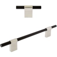 Gebürstetes Nickel Und Mattschwarze "Line" -Schrankknöpfe Schubladenknäufe, Luxus-Designer-Schrankbeschläge von ForgeHardwareStudio