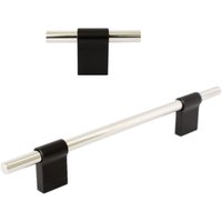 "Poliertes Nickel Und Schwarze "Line" Schrankknöpfe Schubladenknäufe, Luxus Designer-Schrankbeschläge von ForgeHardwareStudio