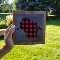 Wisconsin Rustikales Kleines Schild - Metall Auf Holz Northwoods Collection von ForgeWoodStudios