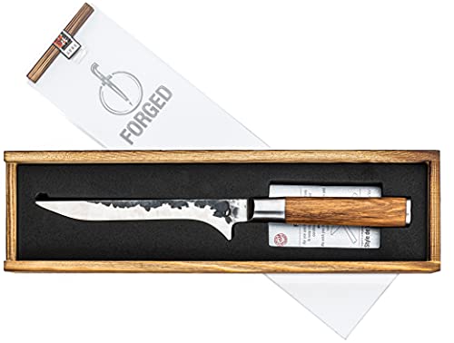 Forged Olive Ausbeinmesser, 15cm, handgefertigt, in Holzkiste von Forged