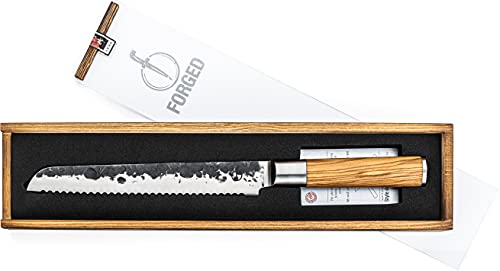 Forged Olive Brotmesser 20cm, handgefertigt, in Holzkiste von Forged