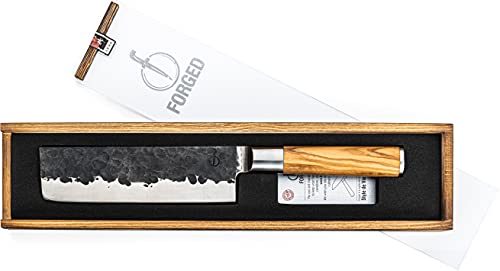 Forged Olive Hackmesser 17cm, handgefertigt, in Holzkiste von Forged