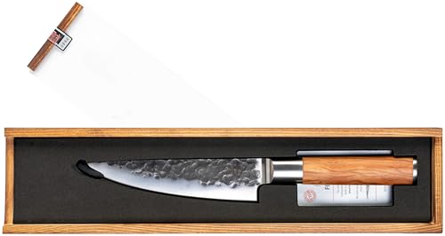 Forged Olive Kochmesser 16cm, handgefertigt, in Holzkiste von Forged
