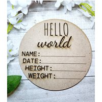 Hello World Baby Zeichen/Ich Bin Neu Hier Neugeborene Geburtsdaten Neugeborenen Geschenk von ForgedVisionDesigns