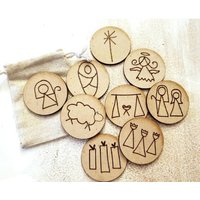 Holz-Krippe - Montessori Krippe - Weihnachtskrippe - Interaktive Krippe Auf Holzscheiben - Geburt Von Jesus Holz-Krippe - Montessori Krippe - Weihnachtskrippe - Interaktive Krippe Auf Holzscheiben - Geburt Von Jesus von ForgedVisionDesigns